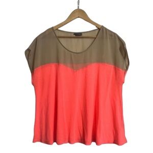 Sparkle & Fade Coral and Brown Blouse